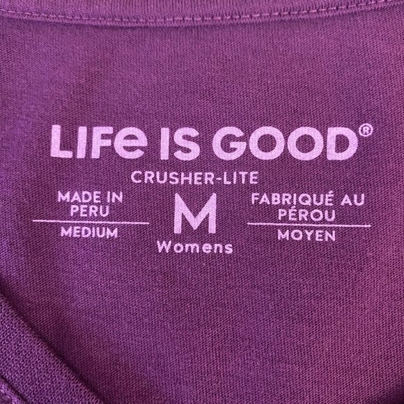 Life Is Good Simplify Crusher-Lite V-Neck Womens Medium Purple Basic Graphic Tee - Picture 8 of 12